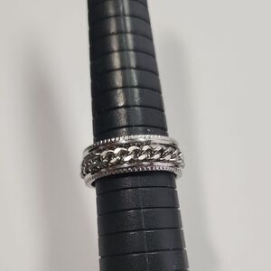 Elegant Silver Chain Band Ring Size 10